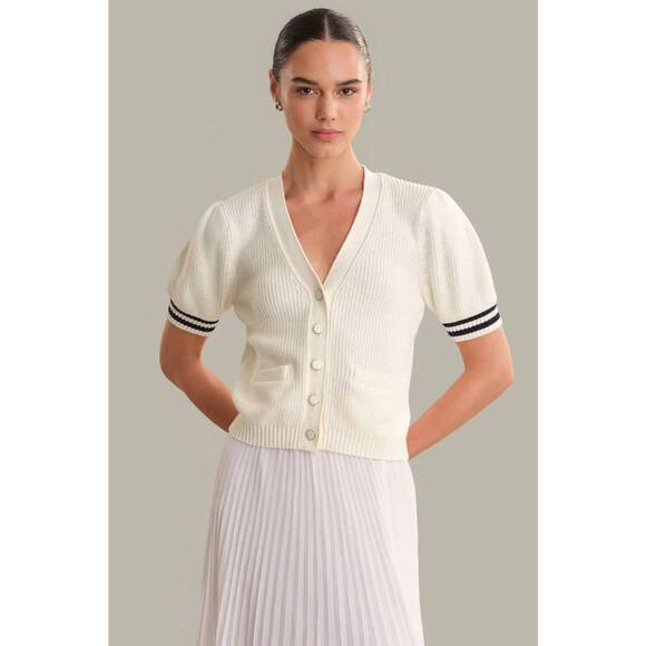 525 AMERICA Sweaters - NEW 525 AMERICA avalon puff sleeve button front cardigan in chalk